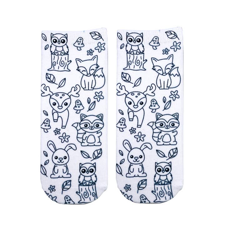 Living Royal - Wholesale Socks - Kids - Ankle Socks - DIY Coloring Kit - Woodland Critters