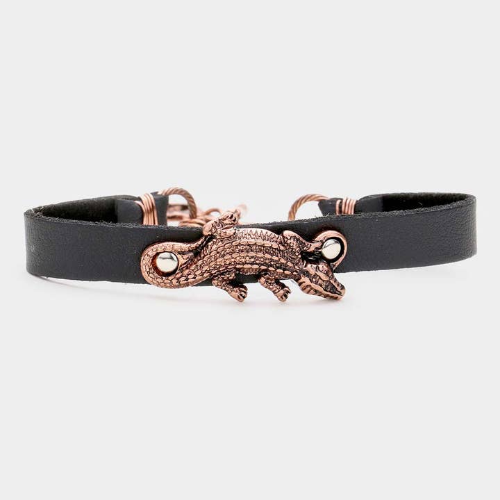 Crocodile Faux Læder Toggle Armbånd for engroshandel hos Sensibling Corp.