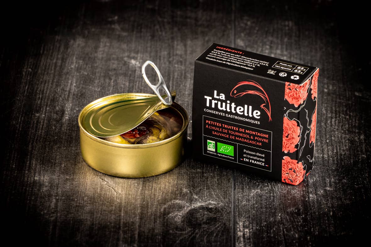 La Truitelle - Wholesale Ingeblikte vis - Kleine bergforel met zonnebloemolie en peper1