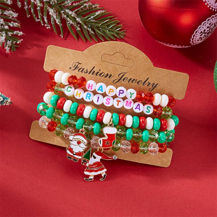 ACCITY - Wholesale Jewelry Set - Christmas Santa Bell Beaded Bracelet Set _CWAJE056409