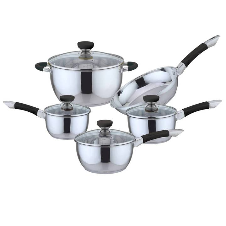 Gourmet Edge - Wholesale Cookware Set - 9-Piece Stainless Steel Cookware Set - Silicone Handle