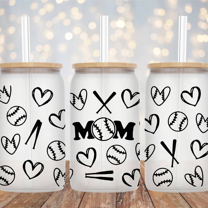 Baseball Softball mor sublimering glas dåse for engroshandel hos K. I. Designs