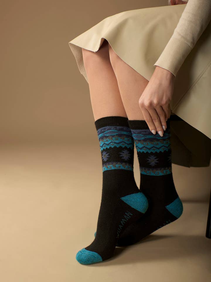WUAMAN - Alpaca - Wholesale Socks - Unisex - Southwest Alpaca Socks | Light Cushion Socks | Crew Socks