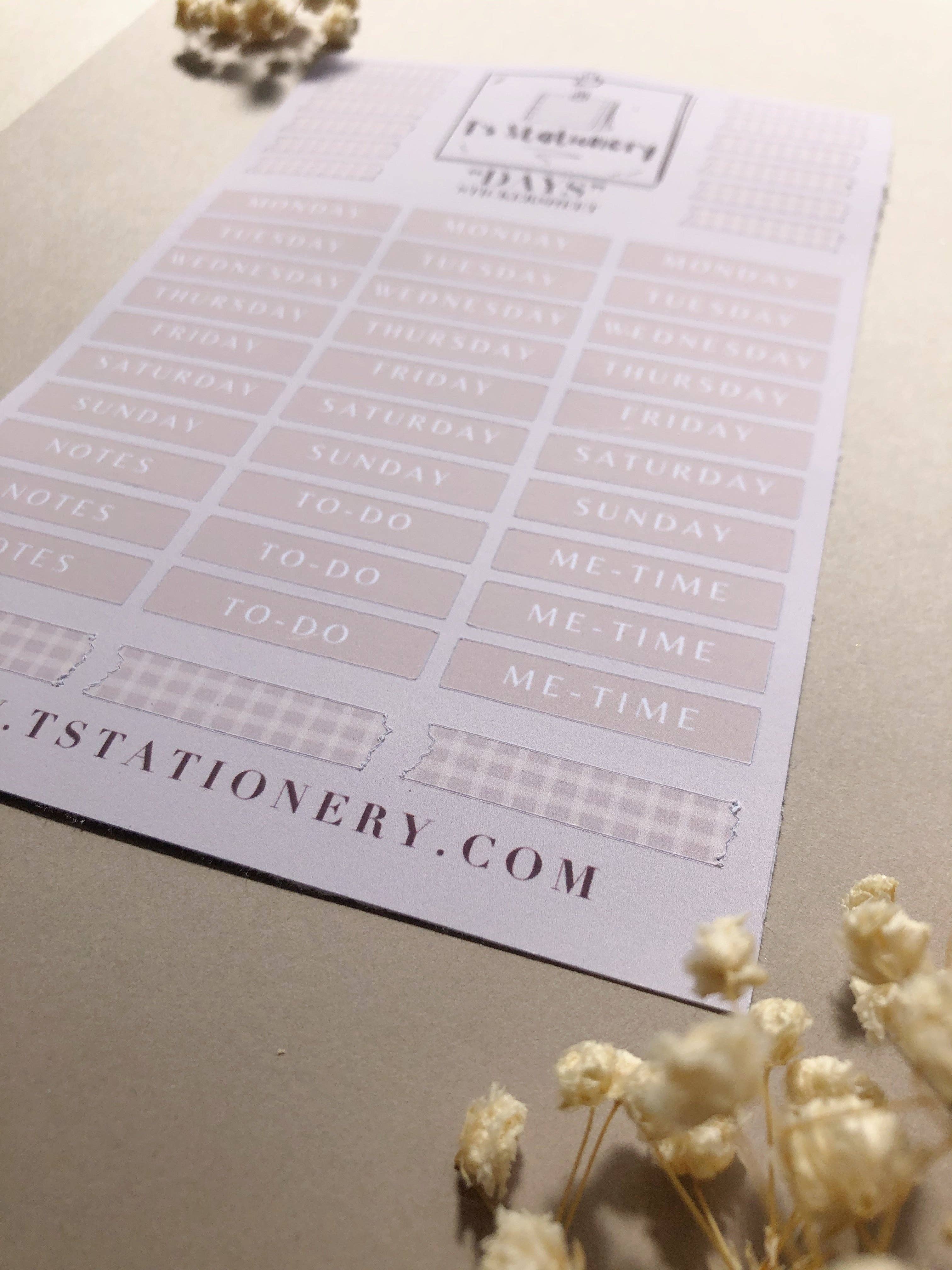 T's Stationery - Wholesale Planner - "Weekly Planner"  Sticker Sheet2