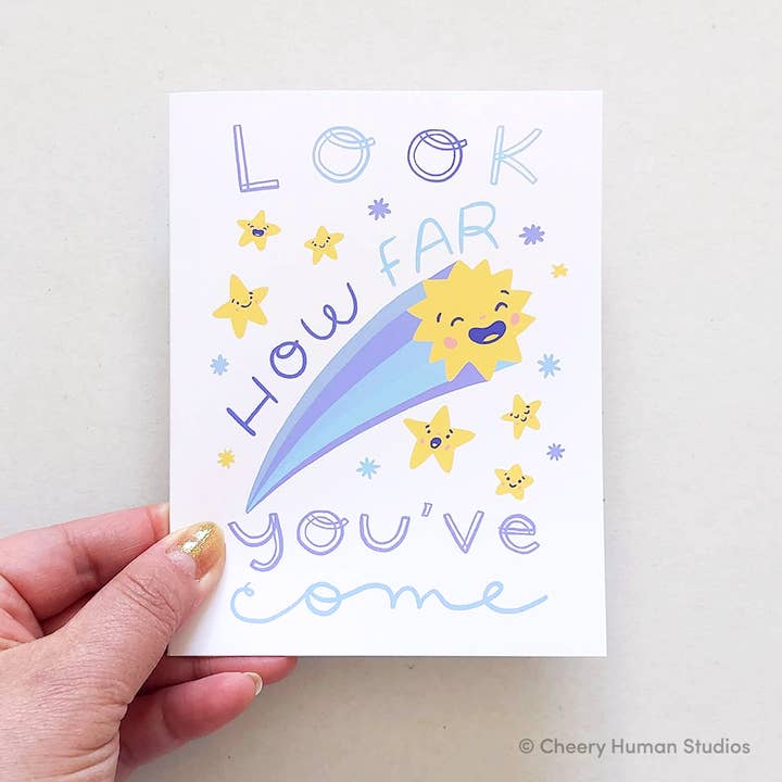 Look How Far You've Come - Congratulations Card for wholesale by Cheery Human Studios