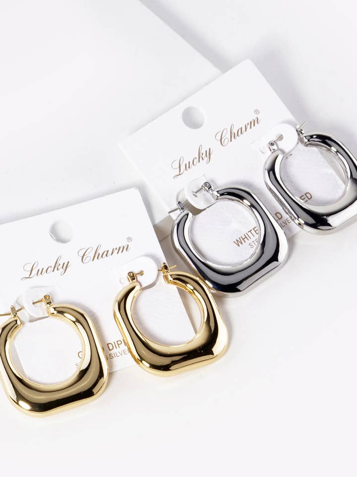 Gold Plated Square Hoop Earrings for wholesale by SP Sophia Collection