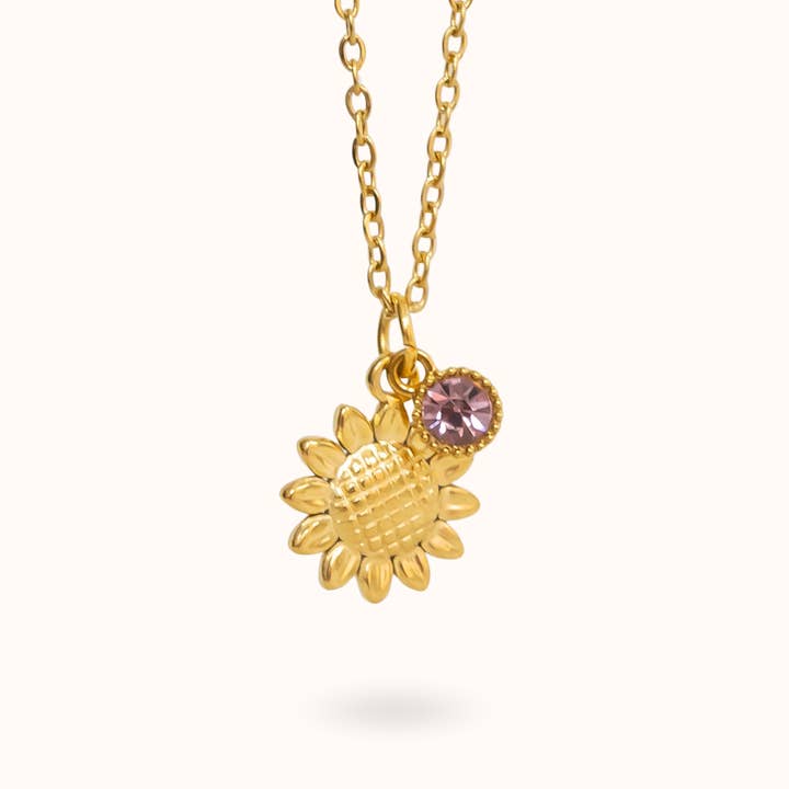 Collana con ciondolo girasole in oro per la vendita all'ingrosso da parte di Blue Buddha Jewelry