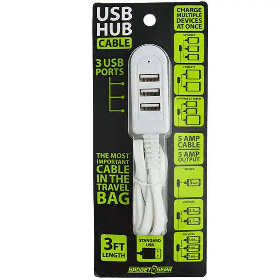 Novelty Closeout - Wholesale Charging Cable - USB Hub Charge Cable with 3 USB Ports Bulk Closeout 0