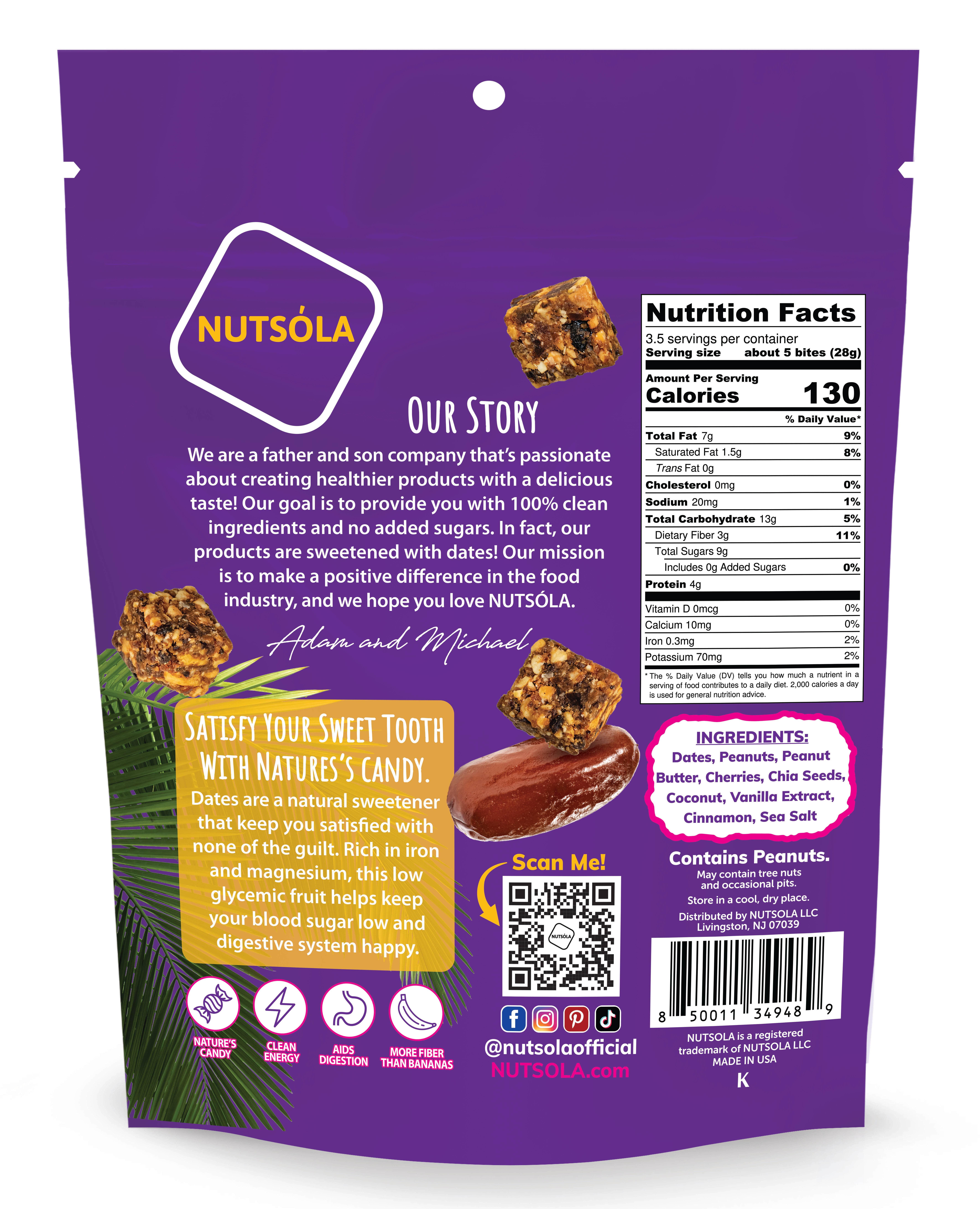 NUTSÓLA - Wholesale Snack Bar - Peanut Butter and Jelly Superfood Bites1