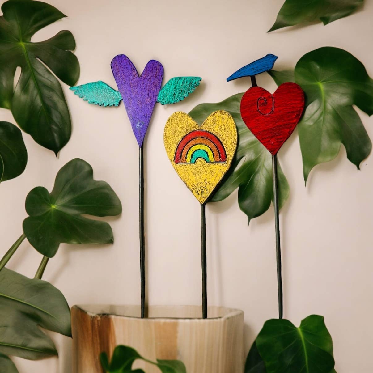 Whimsies - Vendita all'ingrosso Paletti da giardino/prato - Cute Heart, palo per piante, palo da giardino, stravagante, stile bohémien, USA2