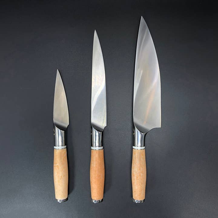 Rose Marble Handle - 3 Knife Set for wholesale by Craftstone Knives