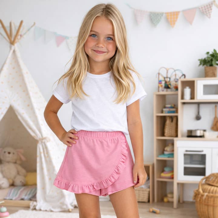 Cherries Pink Girl's Skort for wholesale by Marco and Lizzy