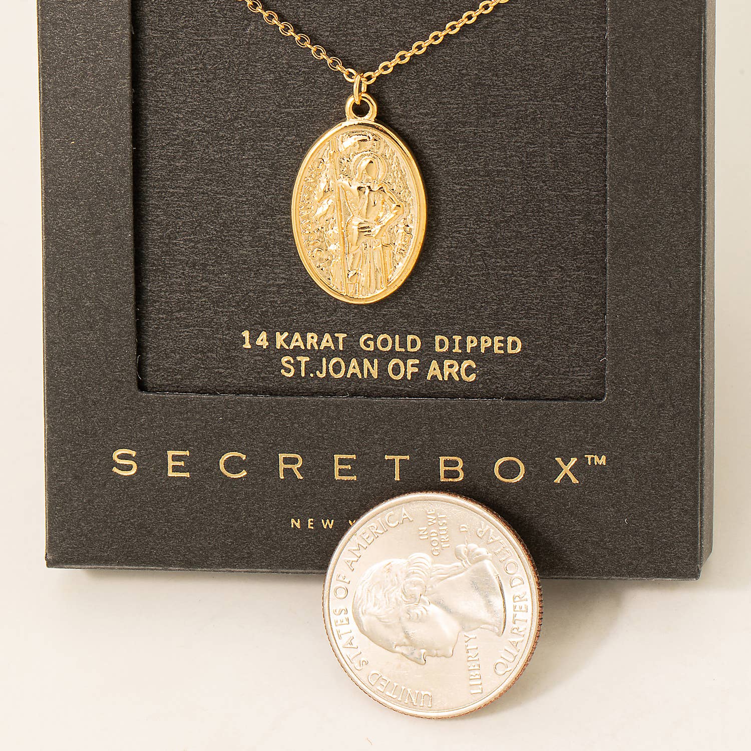 GD Gold Dipped St Joan Of Arc Pendant Necklace for wholesale on Faire1