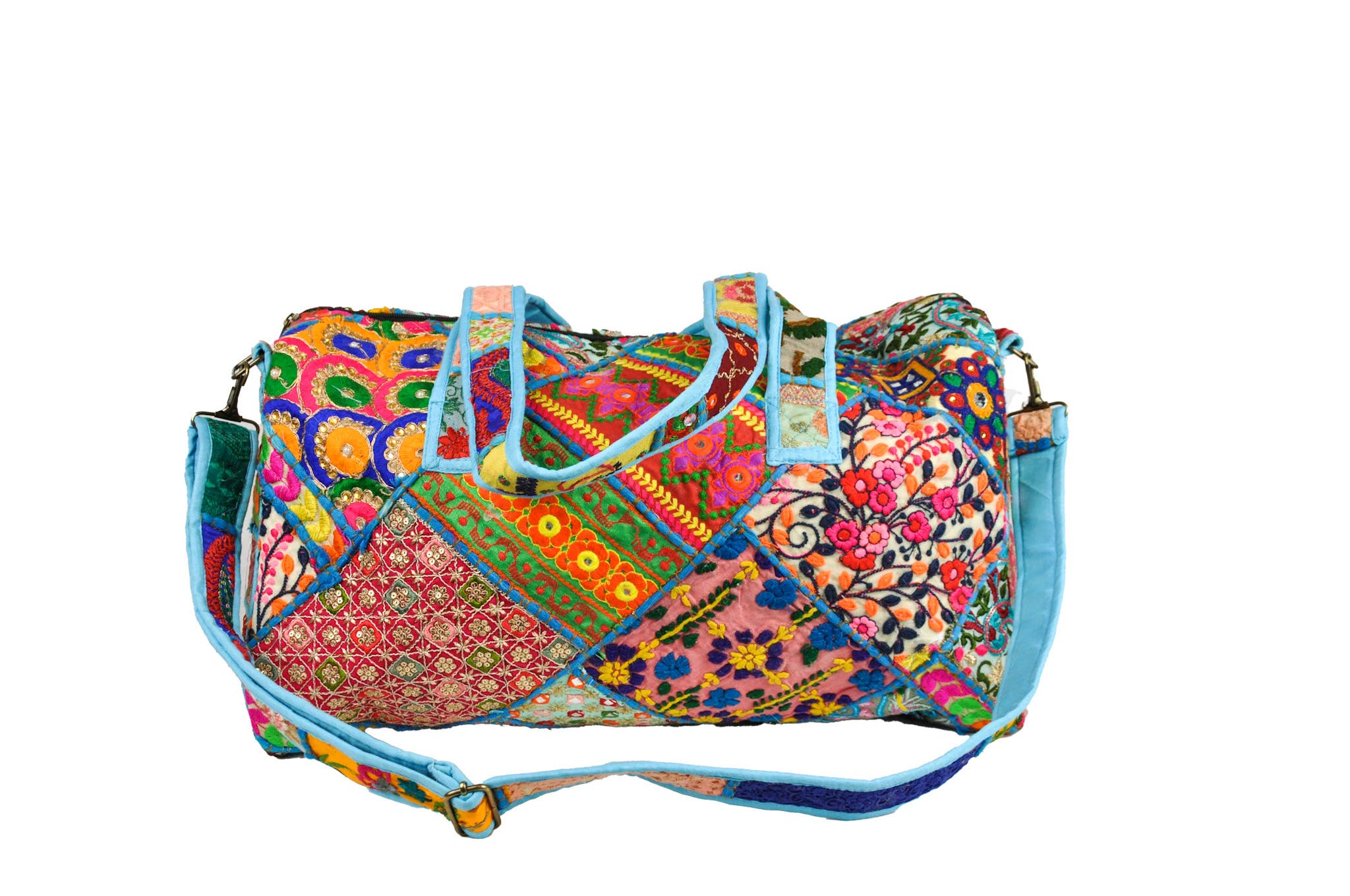 Zumki - Wholesale Weekender Bag - Women's - Dahlia Embroidered Patchwork Cotton Duffle Bag4