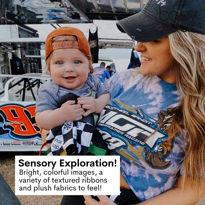 Baby Jack and Company - Wholesale Stuffed/Plush Toy - Kids & Baby - Racing Flag Baby NASCAR Tag Stroller Toy 10" x 10"3