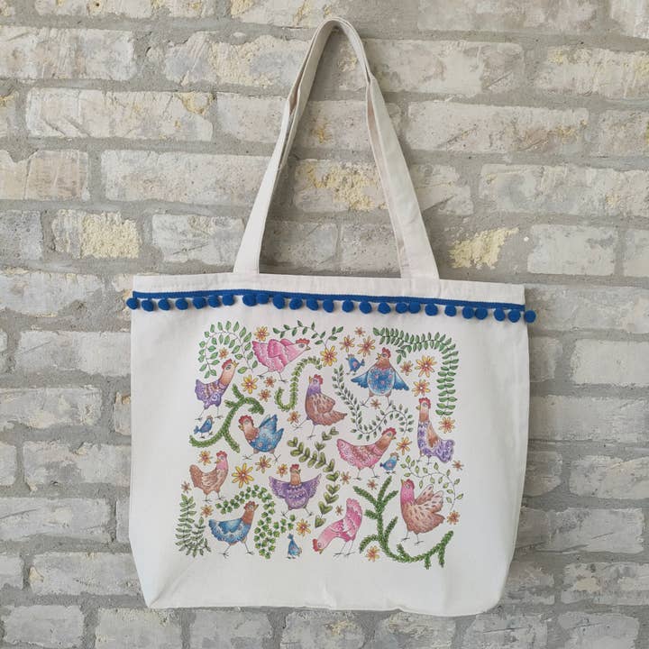Tote Bag Doodle Chicken for wholesale by Doodles and Fun!