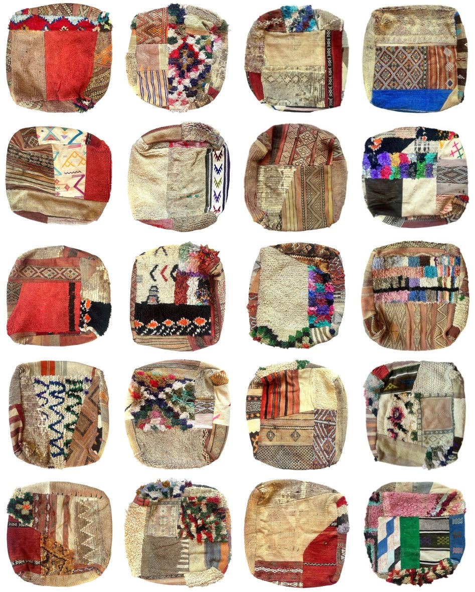 SOUK in the CITY - Wholesale Pouf - UNIQUE Upcycled Berber Poufs - PATCHWORK1