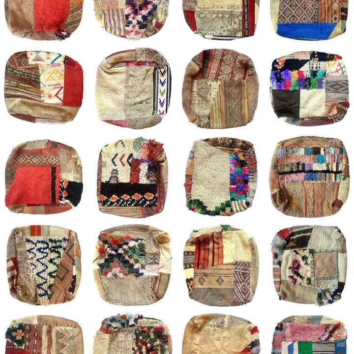 SOUK in the CITY - Wholesale Pouf - UNIQUE Upcycled Berber Poufs - PATCHWORK1
