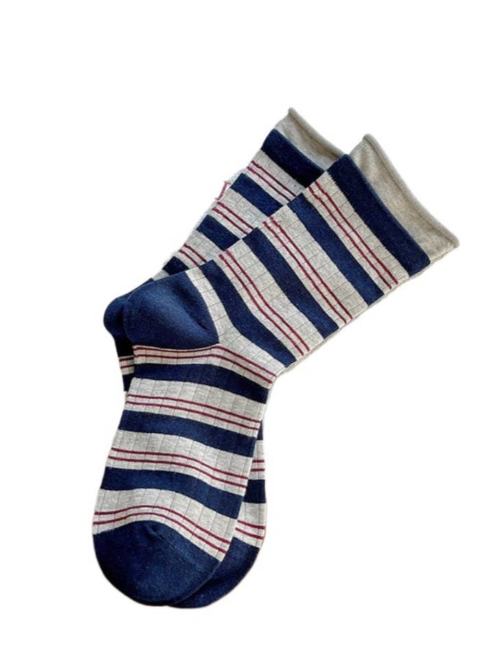 Funkyrel® Atzbranding Limited - Wholesale Socks – Women's - Rufia - Stripe Color-Block Mid-Calf Capsule Socks1