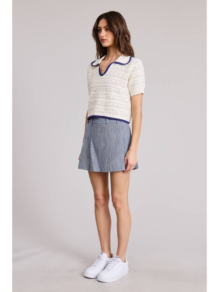FLAT WHITE - Wholesale Knit Sweater - Women's - Young Polo Sweater Top