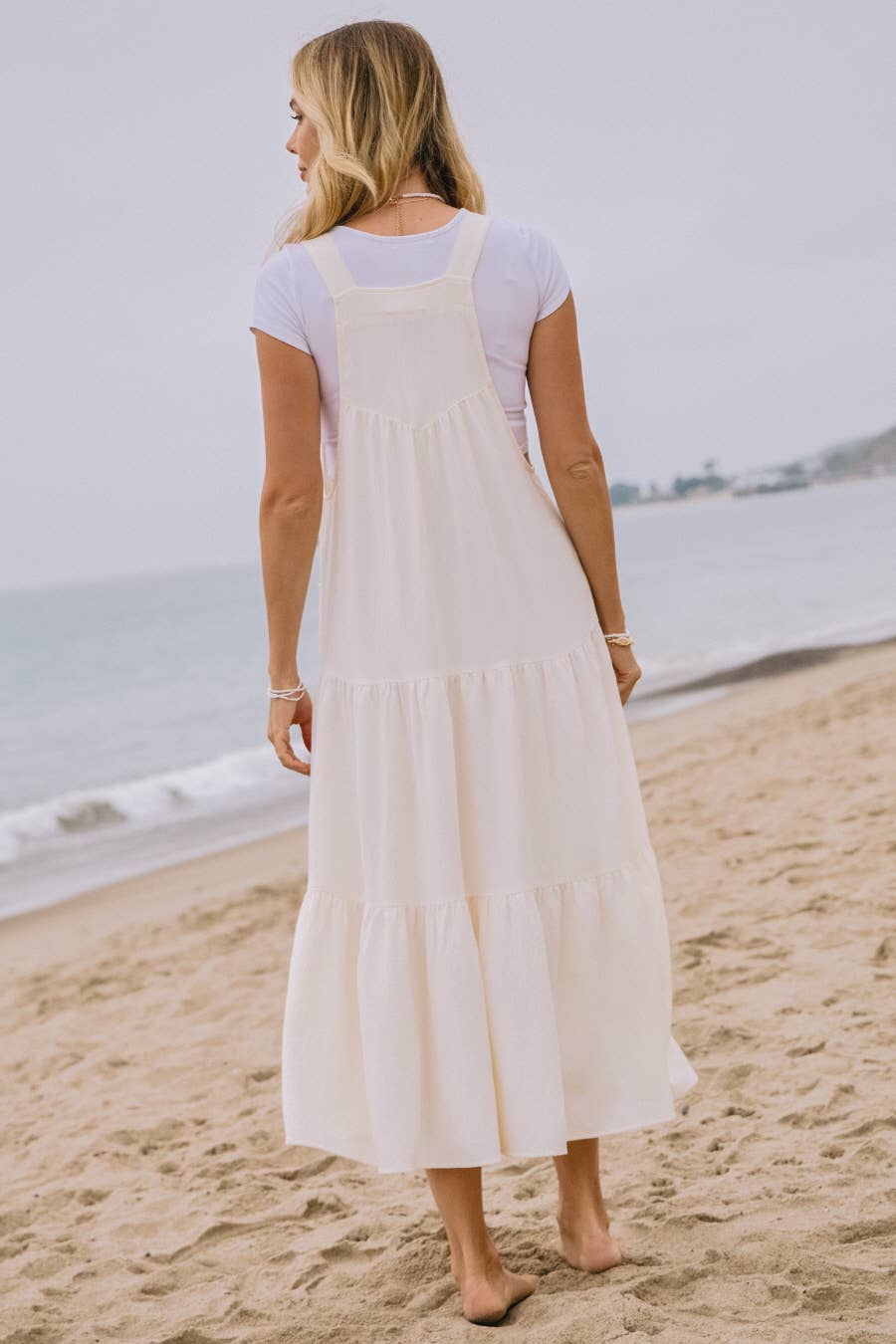 Oddi – wholesale Dress – Women's – Solid Button Sling Tiered Midi Dress16