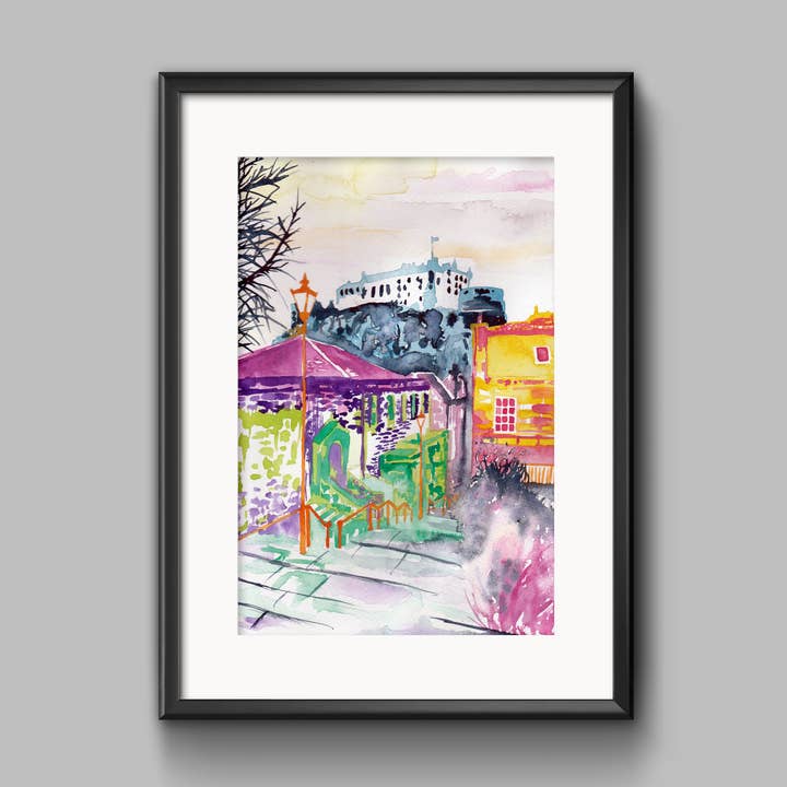 Edinburgh Castle, Scotland Art Print for wholesale by Sarah Leask Studio