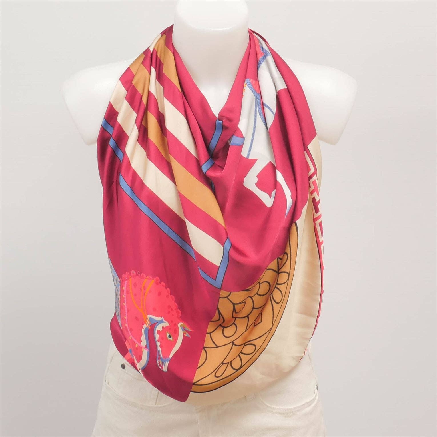 Cecile Wang - Wholesale Scarf - Women's - Printed square scarf with horses 80x80 KD8824VS4