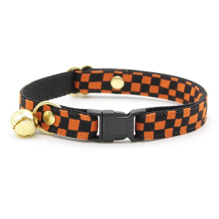 "Punk Rock Halloween" - Black & Orange Cat Collar for wholesale by Made By Cleo