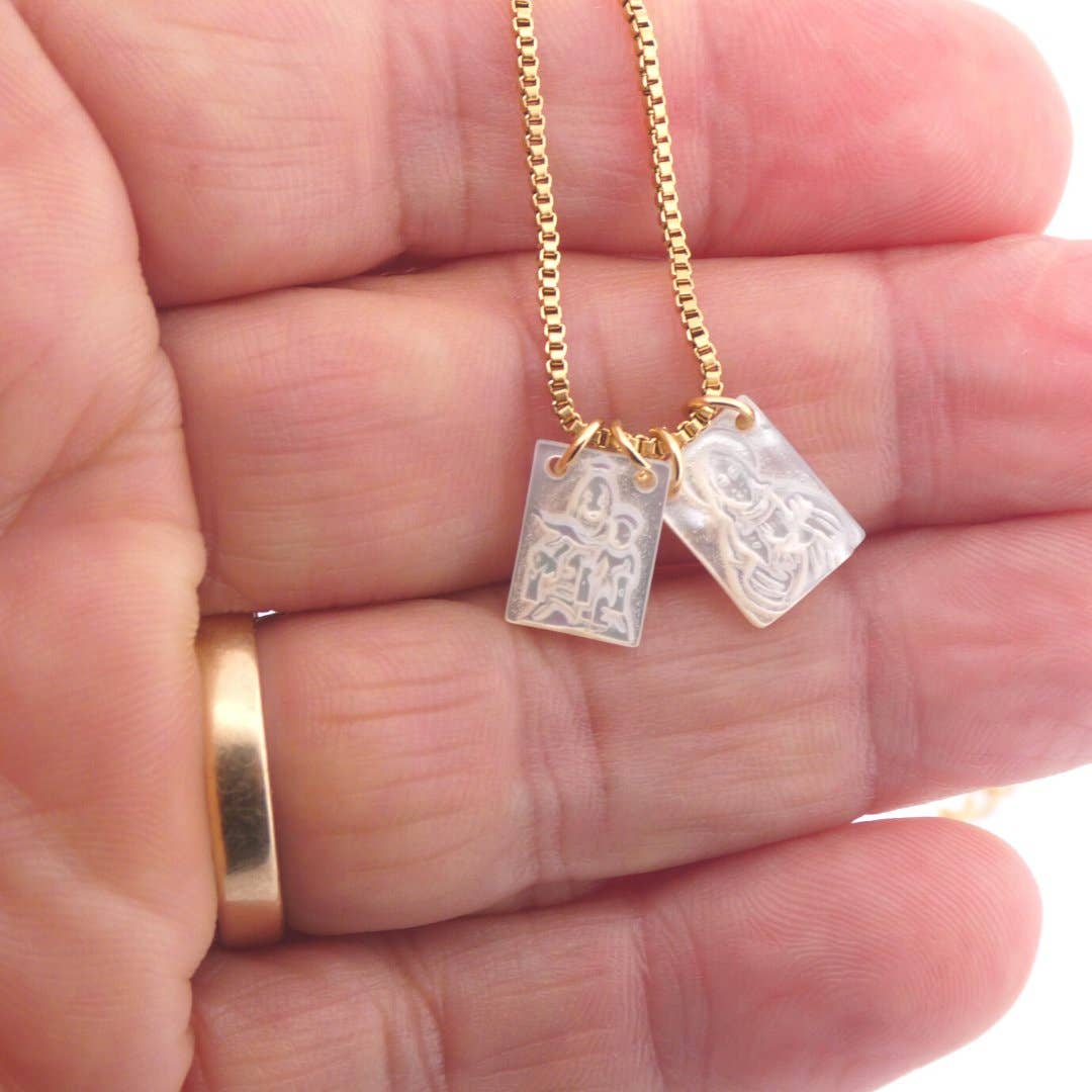 Guadalupe Gifts - Wholesale Pendant/Charm Necklace - Mother of Pearl Scapular Necklace 18-inch3