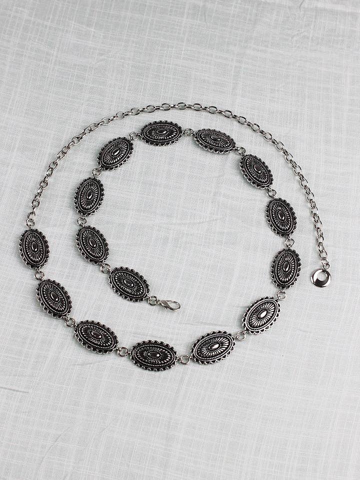 Vintage Western Kædebælte – Signatur Oval Spænde for engroshandel hos Leto Accessories