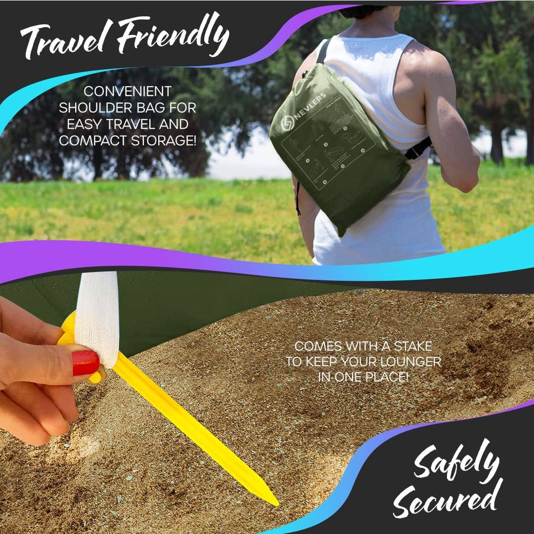 Nevlers - Wholesale Inflatables - Nevlers Military Green Inflatable Lounger with Travel Bag and Pockets5