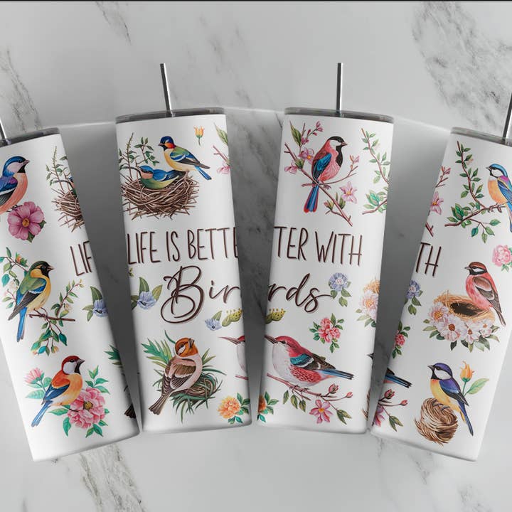 Colorful Bird Tumbler, Life is better with Birds Tumbler
for wholesale by So Peachy Designs