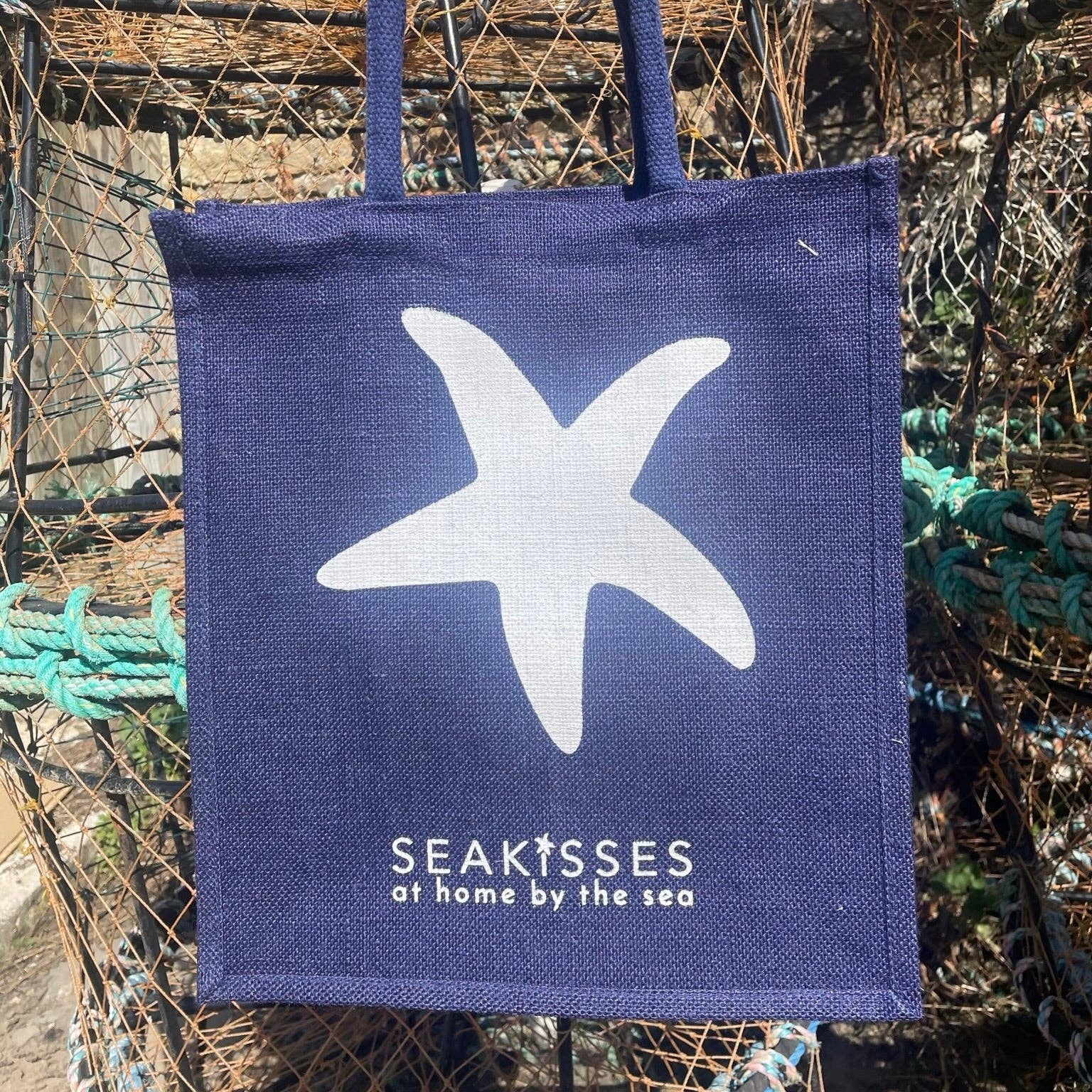 SeaKisses – wholesale Tote bag – Women's – Personalised Jute Bag - Navy FAIRE6