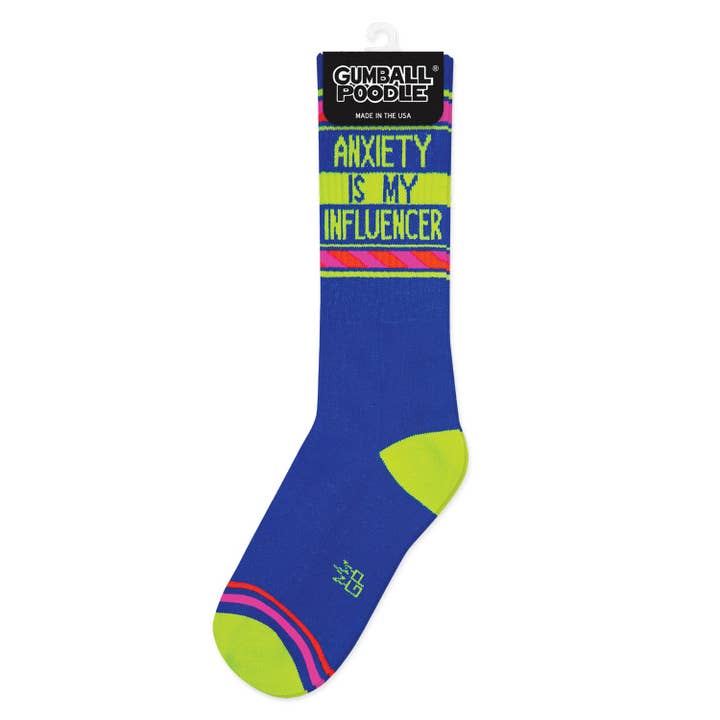 Gumball Poodle - Wholesale Socks - Unisex - Anxiety is My Influencer Gym Crew Socks