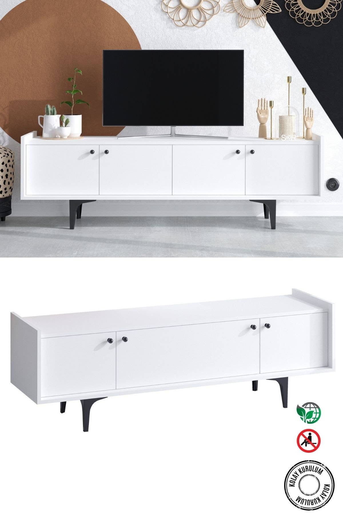 Multi Colored Decormet Atlas TV Stand Dec0043 White for wholesale on Faire0