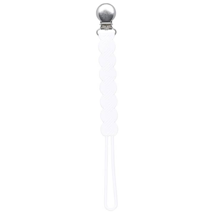 Waverly White All Silicone Modern Pacifier Clip for wholesale by Three Little Tots