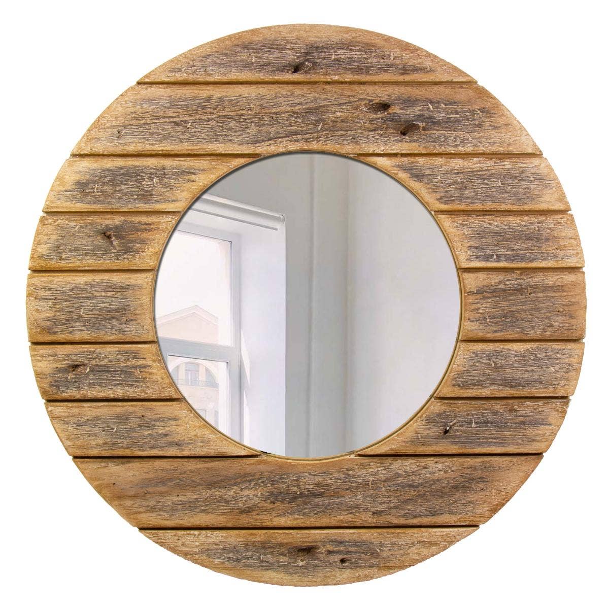 Nauticalia – wholesale Ornament – Wooden Planks Circular Mirror, 68cm0