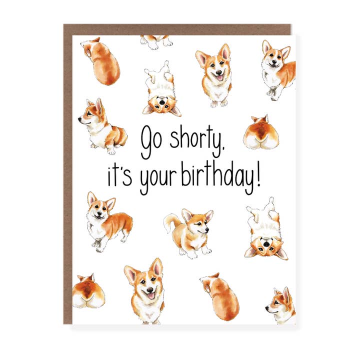 Morgan Swank Studio - Vente Cartes d'anniversaire - Carte d'anniversaire | Chien Corgi Go Shorty2