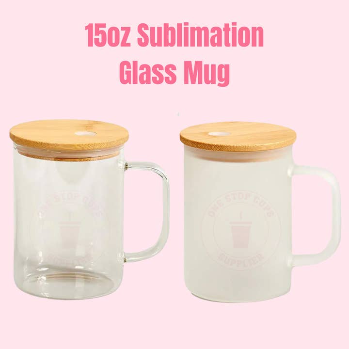 One Stop Cups - Wholesale Coffee mug - 15oz Sublimation Glass Mug3
