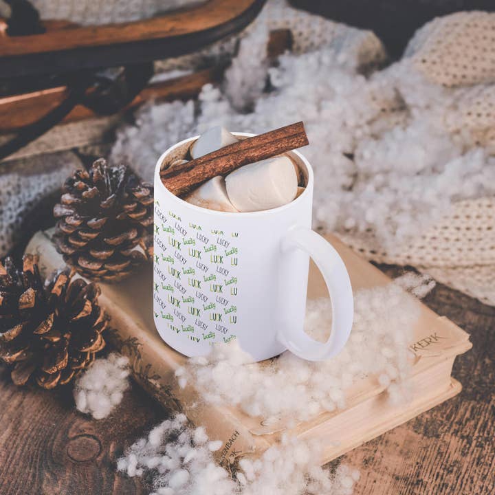 3dRose - Wholesale Coffee Mug - 3dRose, St Patricks Day Lucky Word Typography Pattern, Mug11