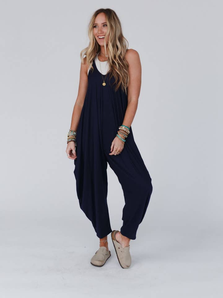 The Perfect Harem Jumpsuit - Navy for wholesale by Three Bird Nest