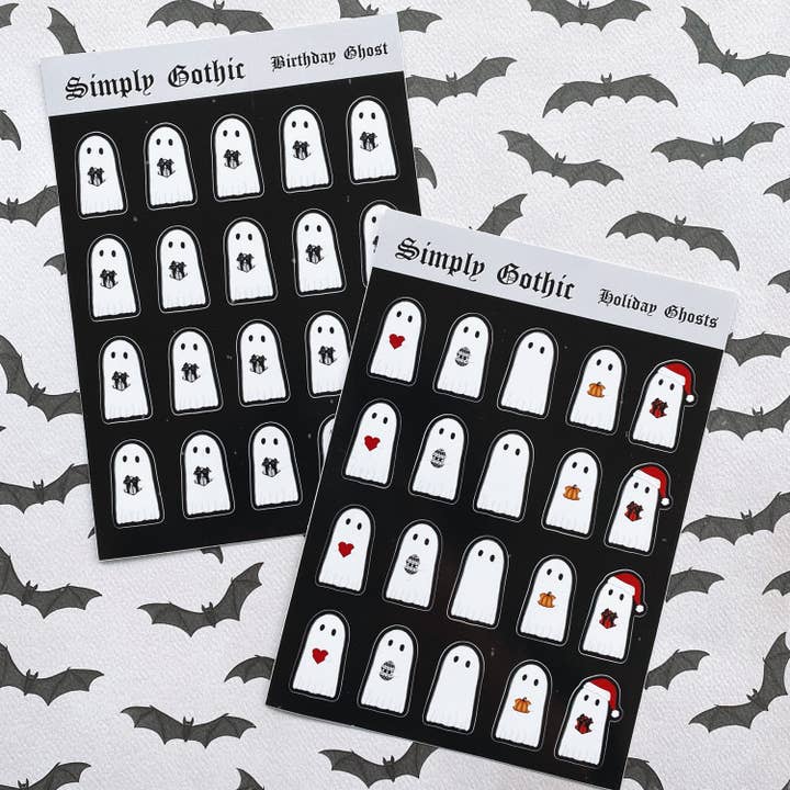 Fogli adesivi Gothic Ghost Planner | adesivi fantasma, goth per la vendita all'ingrosso da parte di Simply Gothic
