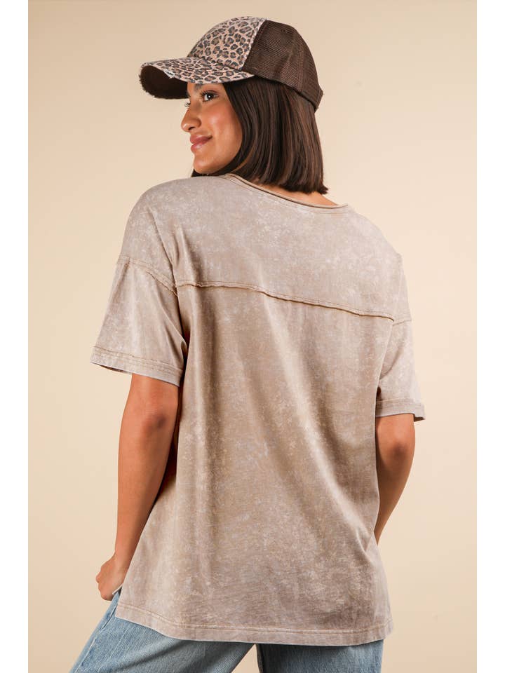 VERY J – Top de malha - Mulher por atacado – NT11966-Top de Malha com Decote em V Lavado a Mineral24