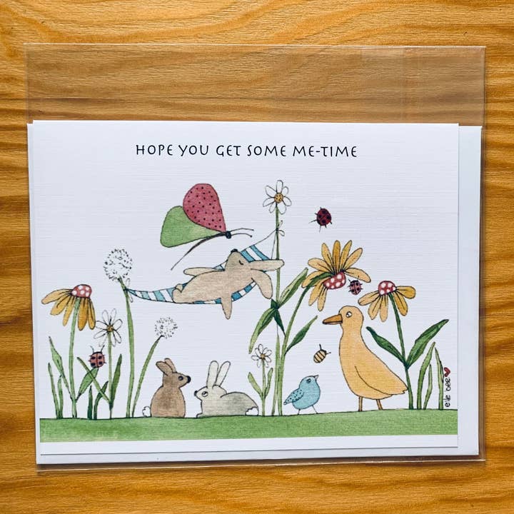 Carte de vœux « Hope you get some me-time » pour la vente par Elle Bee Art Studio
