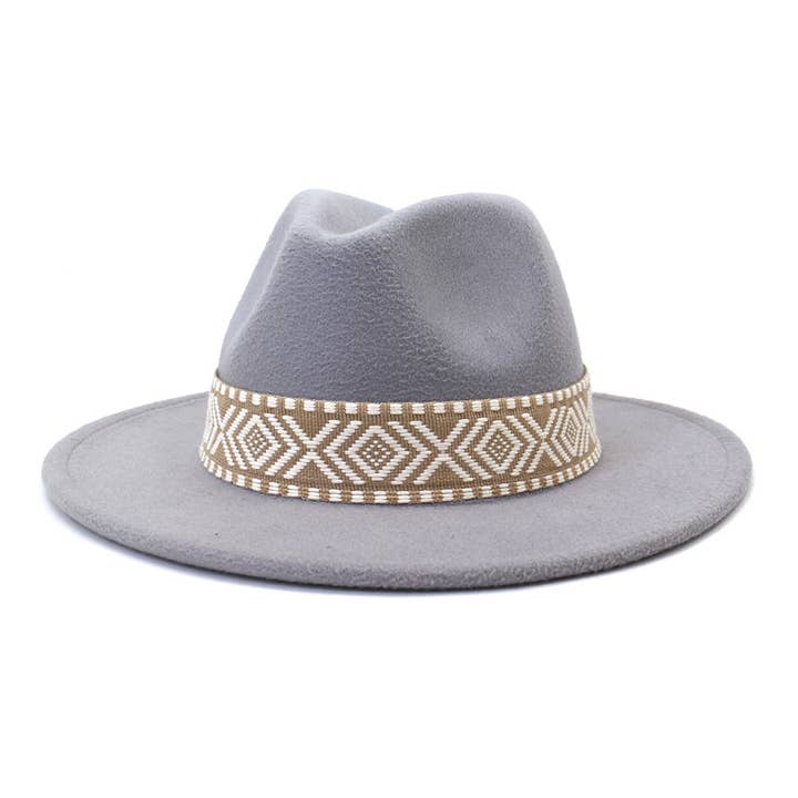 Suzie Q USA - Wholesale Fedora - Women's - Aztec Belt Retro Flat Fedora Hat21