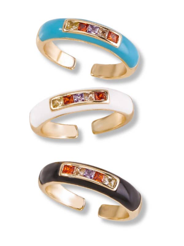 14k Soho Adjustable Crystal Enamel Rings for wholesale by Mark Ashton Wholesale