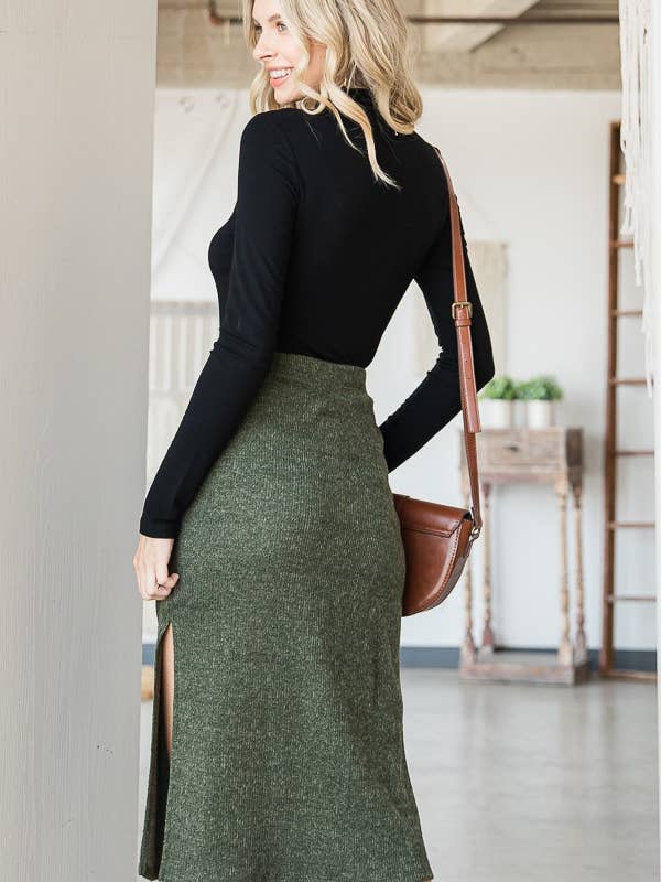 JADE BY JANE – Engroshandel Nederdel - Dame – RIBBET SIDE SLIDS MIDI NEDERDEL - KRS50123