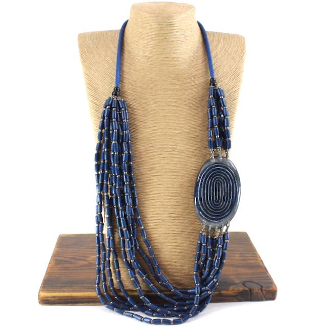 N25388 Bold Gmelina Arborea Wood/Resin/Seedbeads Necklace for wholesale by Pretty Persuasions