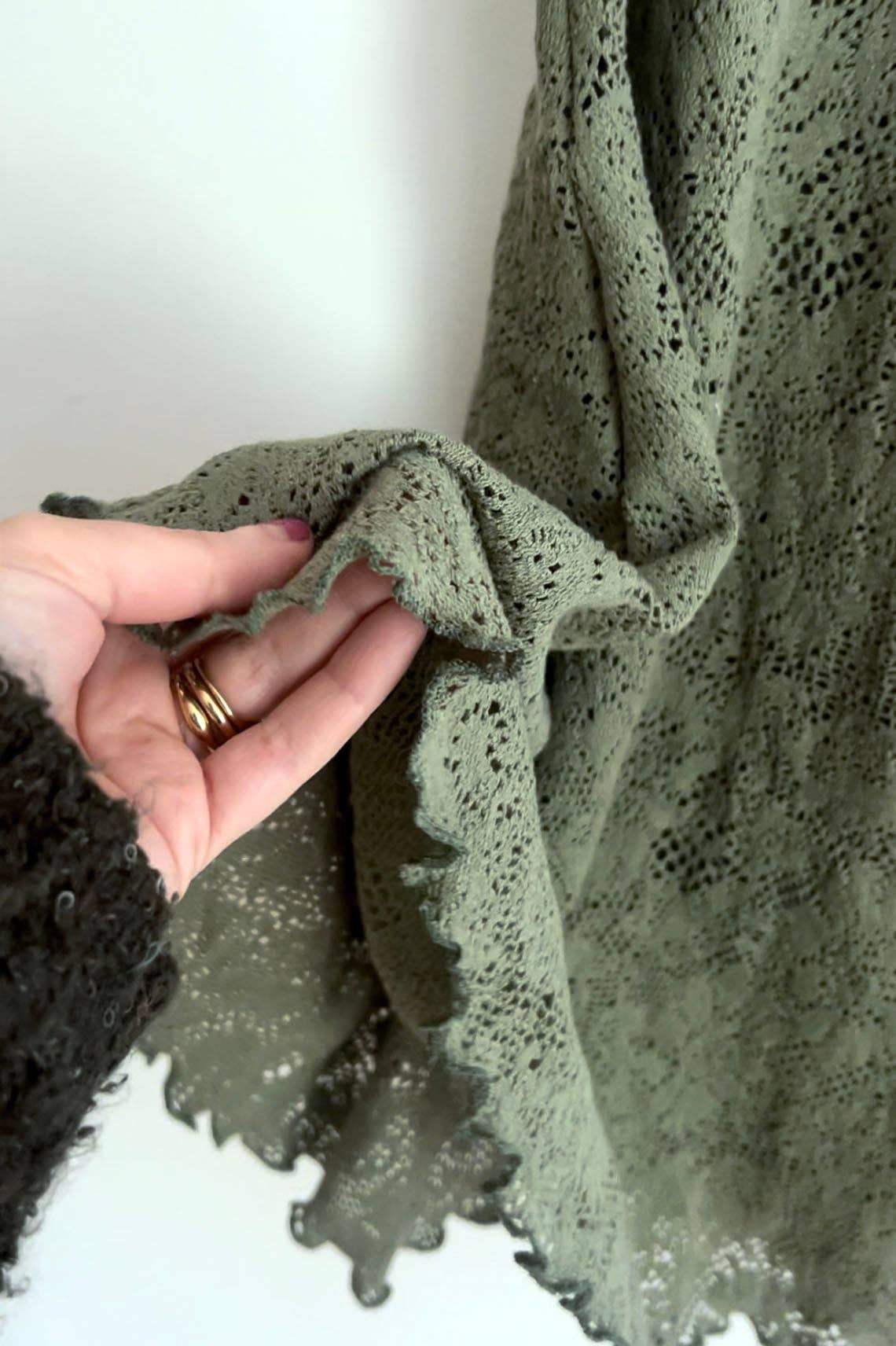 Clare Bare - Wholesale Dress - Women's - Moonshadow Slip Dress in Stretch Sage Cotton Crochet Knit2