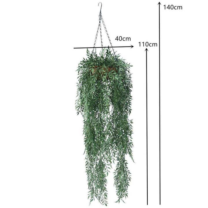 Designer Plants AU - Vente Plantes artificielles - Panier suspendu en fougère artificielle résistant aux UV 110 cm